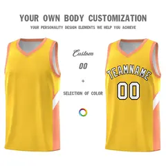 Gold Orange Side Design Basketball Uniform Jersey 3