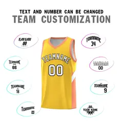 Gold Orange Side Design Basketball Uniform Jersey 4