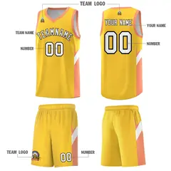 Gold Orange Side Design Basketball Uniform Jersey 5