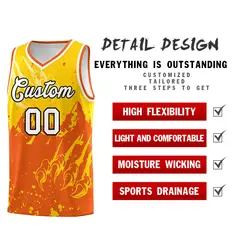 Gold Orange Snow Mountain Beast Pattern Basketball Jersey 2
