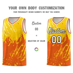 Gold Orange Snow Mountain Beast Pattern Basketball Jersey 3