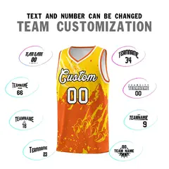 Gold Orange Snow Mountain Beast Pattern Basketball Jersey 4