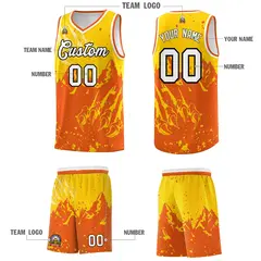 Gold Orange Snow Mountain Beast Pattern Basketball Jersey 5