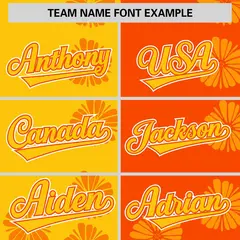 Gold Orange Split Flower Graffiti Authentic Baseball Jersey 3