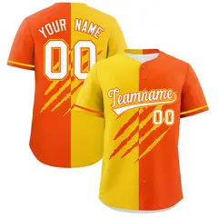 Gold Orange Split Tiger Claw Scratch Baseball Jersey 1