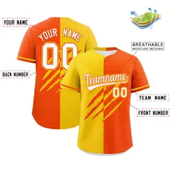 Gold Orange Split Tiger Claw Scratch Baseball Jersey 2