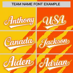 Gold Orange Split Tiger Claw Scratch Baseball Jersey 3