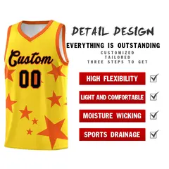 Gold Orange Star Graffiti Basketball Jersey Sets 2