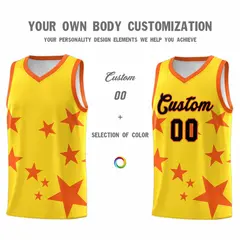 Gold Orange Star Graffiti Basketball Jersey Sets 3