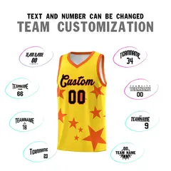 Gold Orange Star Graffiti Basketball Jersey Sets 4