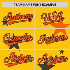 Gold Orange Star Graffiti Two-Button Baseball Jersey 3
