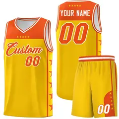 Gold Orange Star Pattern Basketball Jersey Sports Uniform 1