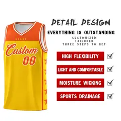 Gold Orange Star Pattern Basketball Jersey Sports Uniform 2