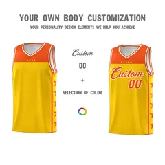 Gold Orange Star Pattern Basketball Jersey Sports Uniform 3