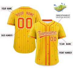 Gold Orange Star Pattern Stripe Authentic Baseball Jersey 2