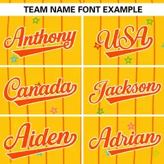 Gold Orange Star Pattern Stripe Authentic Baseball Jersey 3