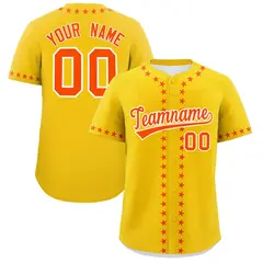 Gold Orange Star Ribbing Authentic Baseball Jersey 1