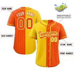 Gold Orange Stripe-Solid Combo Baseball Jersey 2