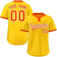 Gold Orange Striped Fashion Two-Button Softball Jersey 1