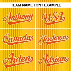 Gold Orange Striped Fashion Two-Button Softball Jersey 4