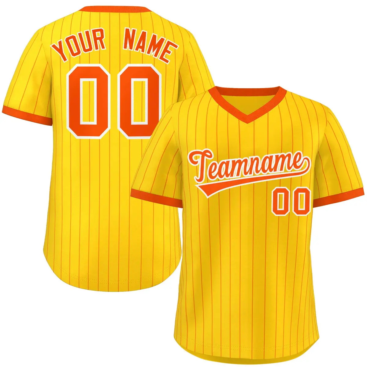 Gold Orange Striped Pullover Baseball Jersey