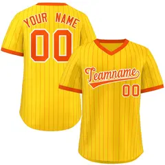Gold Orange Striped Pullover Baseball Jersey