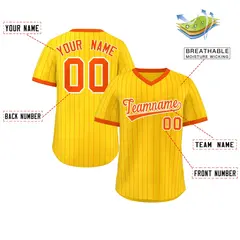 Gold Orange Striped Pullover Baseball Jersey 2