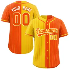 Gold Orange Striped Two Tone Authentic Baseball Jersey 1