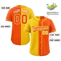 Gold Orange Striped Two Tone Authentic Baseball Jersey 2