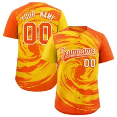 Gold Orange Swirl Graffiti Baseball Jersey 1