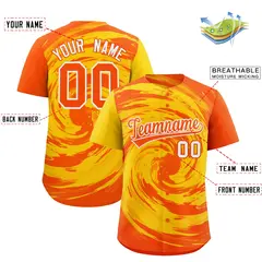 Gold Orange Swirl Graffiti Baseball Jersey 2