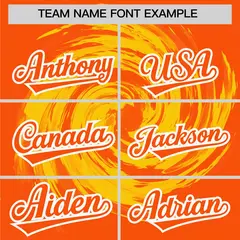 Gold Orange Swirl Graffiti Baseball Jersey 3