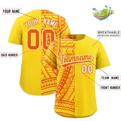 Gold Orange Tribal Split Baseball Jersey 2