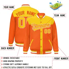 Gold Orange Varsity Baseball Color Block Bomber Jacket 2