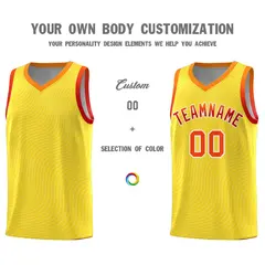 Gold Orange Wave Pattern Sports Uniform Basketball Jersey 3