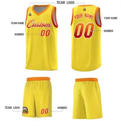 Gold Orange Wave Pattern Sports Uniform Basketball Jersey 5