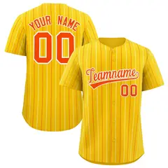 Gold Orange White Bi-Color Striped Baseball Jersey