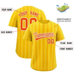 Gold Orange White Bi-Color Striped Baseball Jersey 2