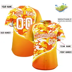 Gold Orange White Camo Gradient Fashion Baseball Jersey 2