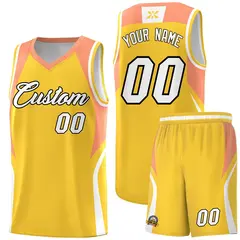 Gold Orange White Color Block Basketball Jersey 1