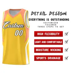Gold Orange White Color Block Basketball Jersey 2