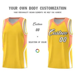 Gold Orange White Color Block Basketball Jersey 3
