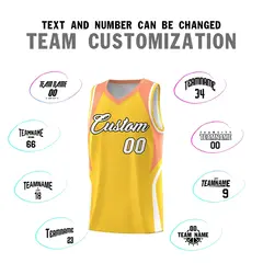 Gold Orange White Color Block Basketball Jersey 4