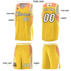 Gold Orange White Color Block Basketball Jersey 5