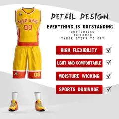 Gold Orange-White Graffiti Lightning Basketball Jersey 2