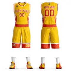 Gold Orange-White Graffiti Lightning Basketball Jersey