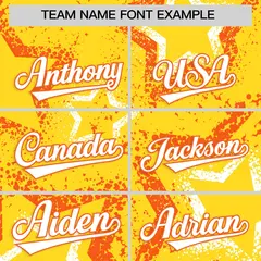 Gold Orange White Graffiti Star Ink Texture Baseball Jersey 3