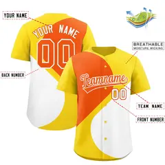 Gold Orange-White Half Heart Color Block Baseball Jersey 2