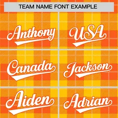Gold Orange-White Plaid Varsity Full-Snap Letterman Baseball Jacket 3