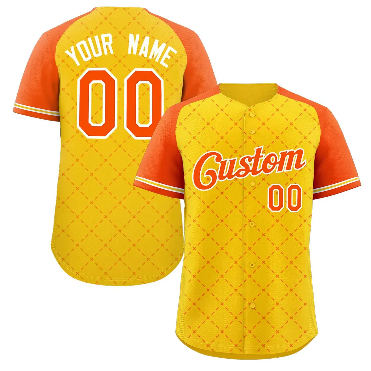 Gold Orange-White Rhombus Authentic Baseball Jersey
